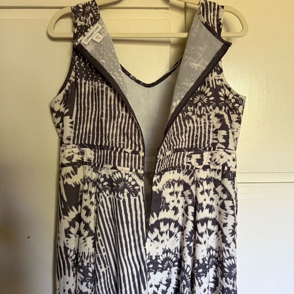 Coldwater Creek Maxi Dress Tie Dye Quilted Gray Cream Size 10 - Picture 11 of 14